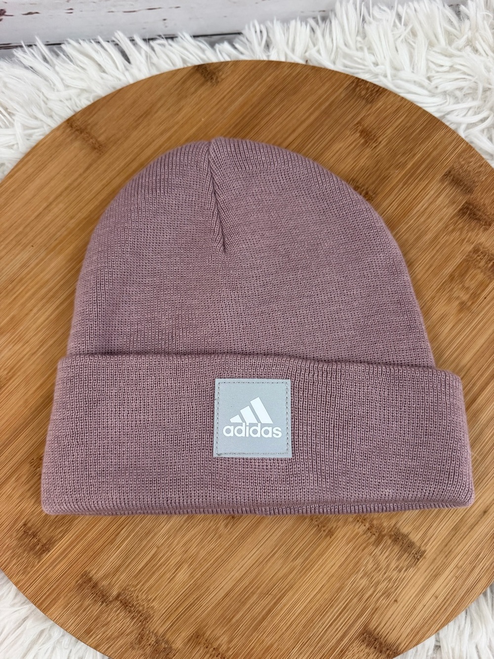 adidas Magic Mauve Purple 1x1 Cuff Fold Beanie Hat